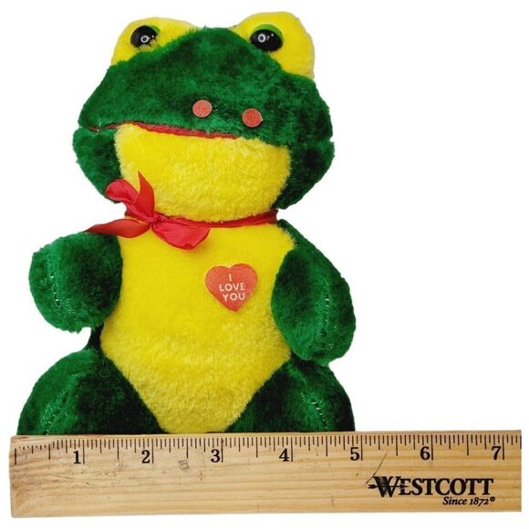 RARE Vintage Shalom Toy Co Frog I Love You 7.5" Plush Stuffed Animal Toy - Picture 8 of 8